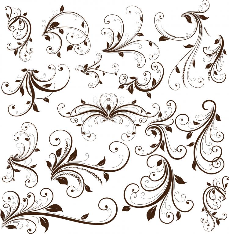 free vector Swirl Floral Decorative Element Vector Graphic